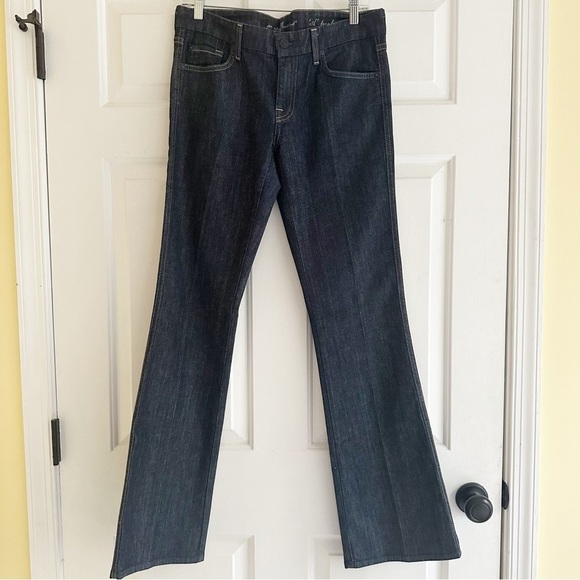 7 For All Mankind Women Jeans “A” Pocket Flare Leg Size 30 Low Rise Dark Wash - Picture 1 of 8